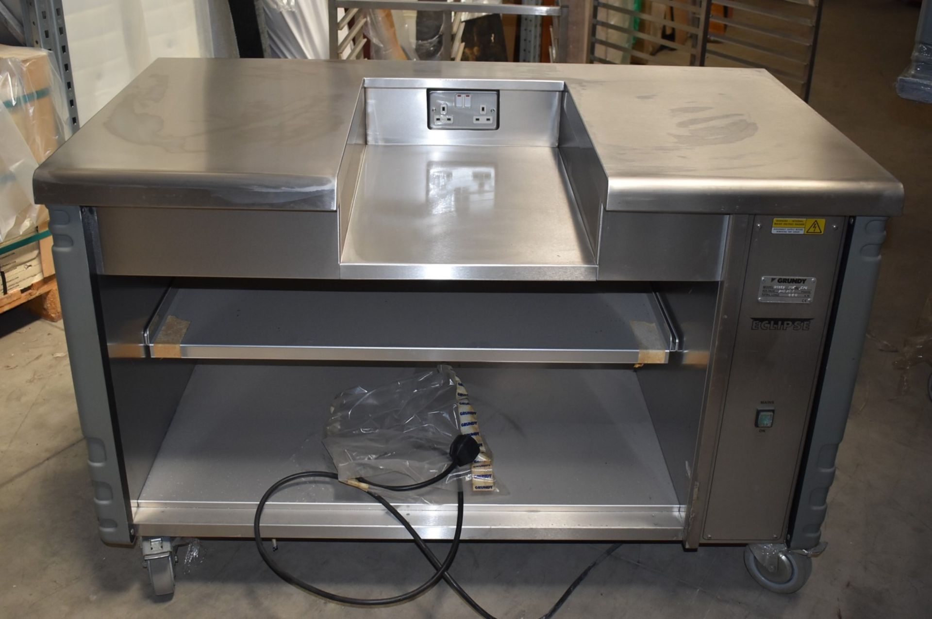 1 x Grundy Commercial Mobile Servery Unit With Stainless Steel Top Featuring Insert For Appliance or - Image 8 of 12