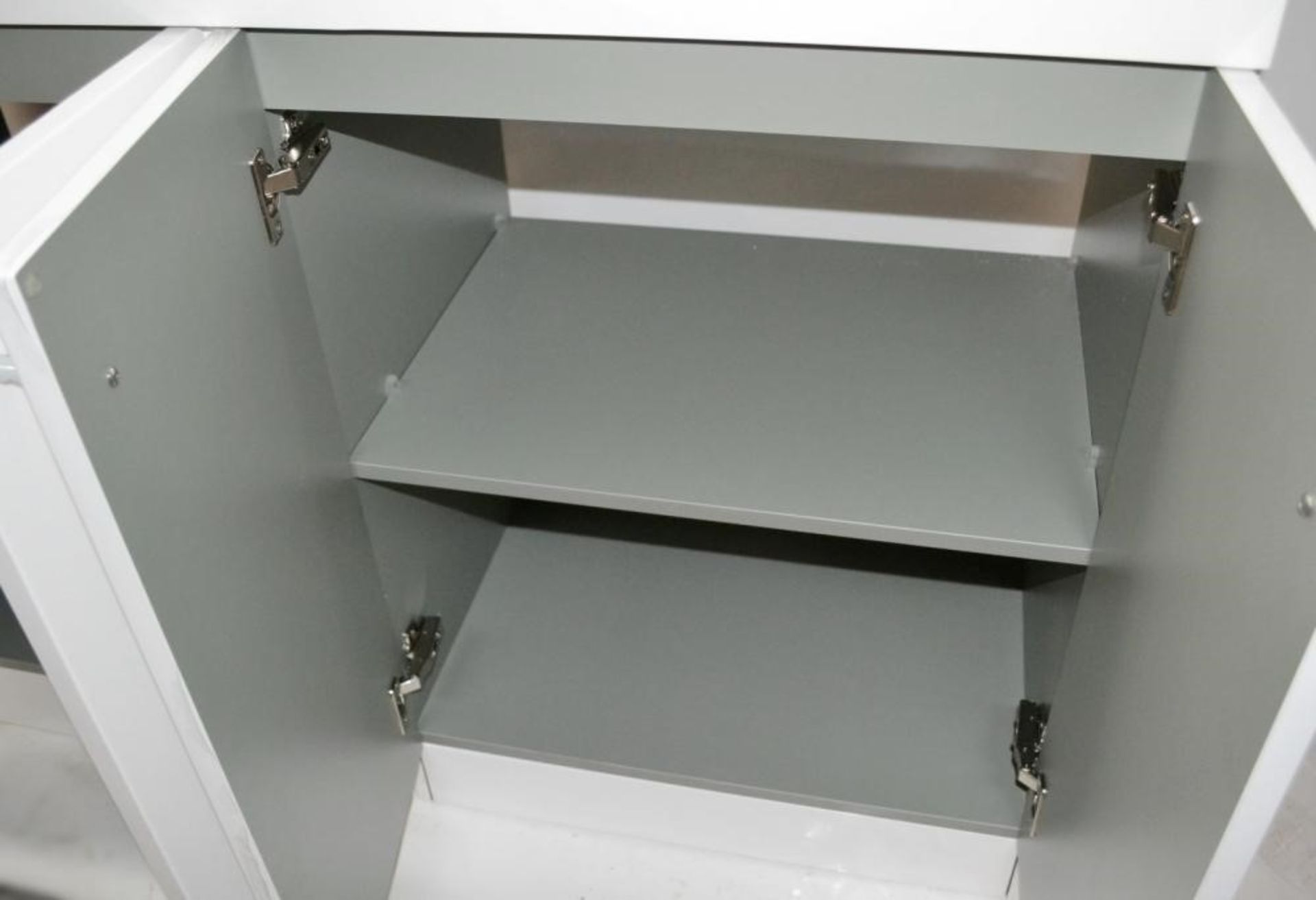 1 x Gloss White 1200mm 4-Door Double Basin Freestanding Bathroom Cabinet - New & Boxed Stock - CL307 - Image 3 of 6