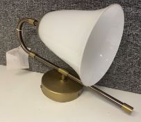 1 x Chelsom brushed brass and bronze Wall Light (height 37cm x depth 24cm) with smoked white glass