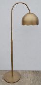 1 x CHELSOM Floorstanding Lamp With A Scalloped Metal Shade In A Brass Finish - Unused Boxed Stock -