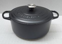 1 x Le Creuset Cast Iron 26cm Casserole Dish In Black - Ref: HHW33/JUL21/PAL-B - CL679 - Location: