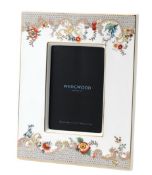 1 x Wedgewood 'Rococo Flowers' Bone Chine Picture Frame - Dimensions: 22 x 18cm Outer / 8.5 x 12.5