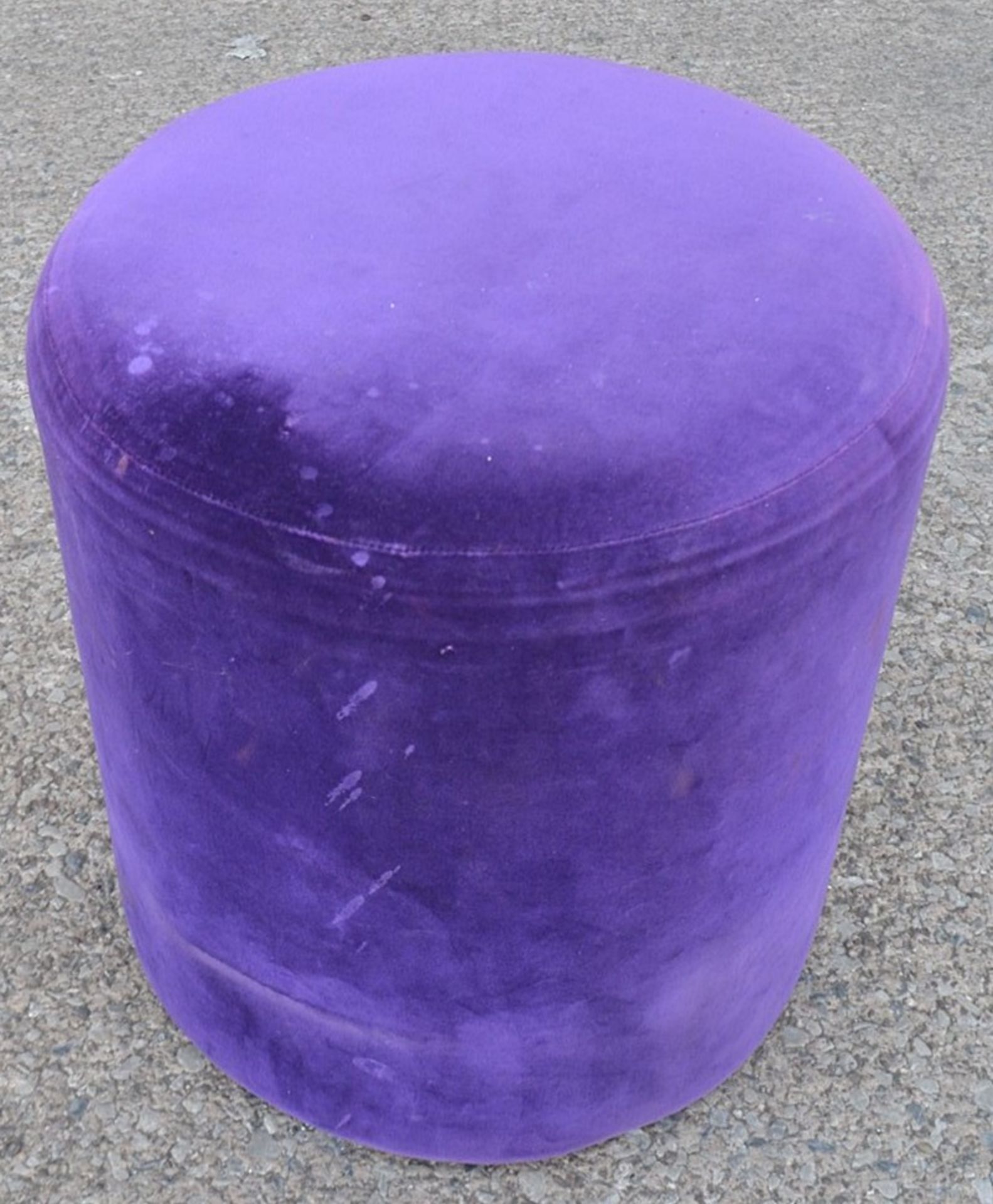 1 x Upholstered Stool In A Purple Velvety Fabric - Preowned, From An Exclusive Property - - Image 2 of 3