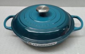 1 x Le Creuset Shallow Casserole 26cm Dish In Deep Teal - Ref: HHW35