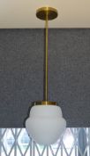 1 x CHELSOM Ceiling Light In A Polished Brass Finish With An Opal Glass Shade - Unused Boxed Stock -