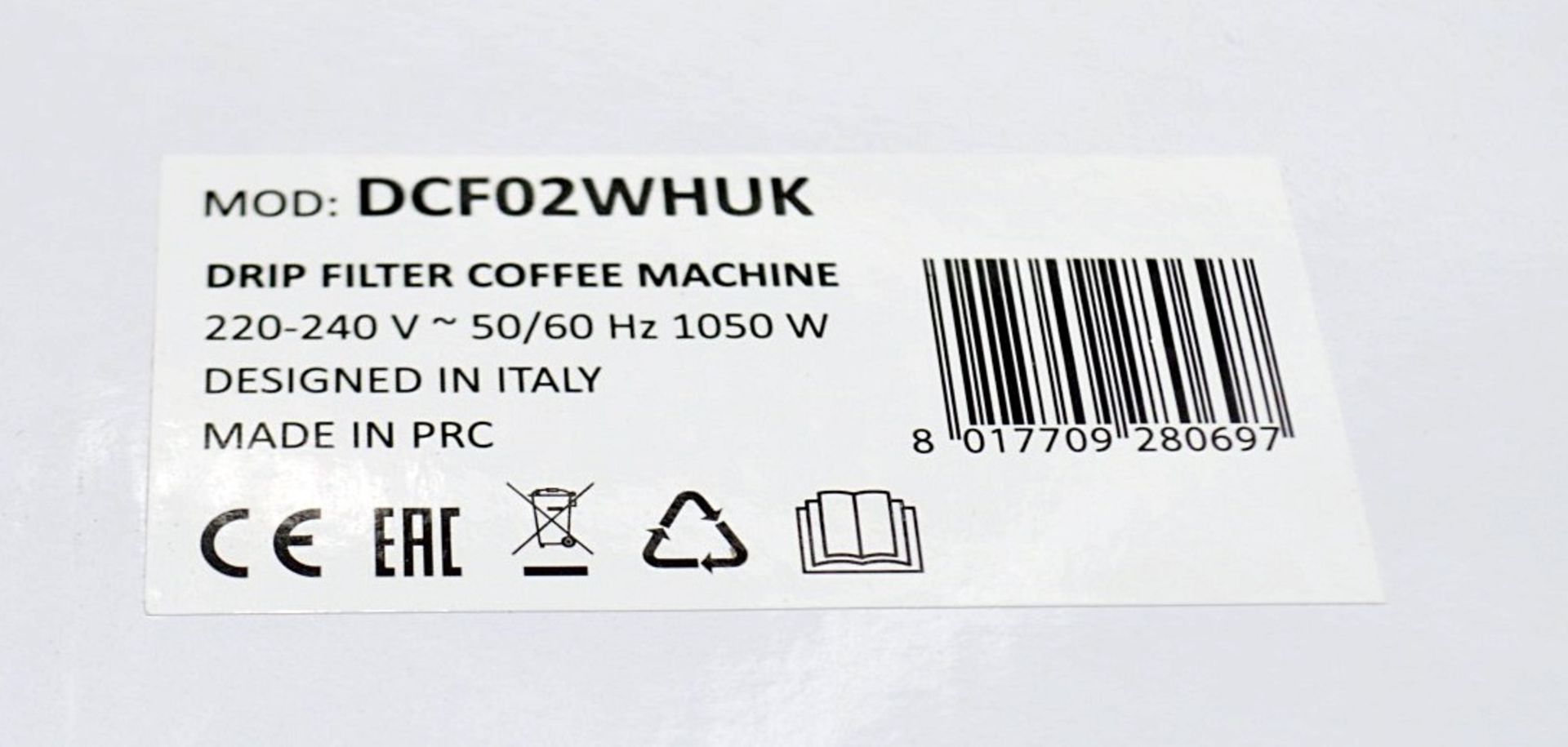 1 x SMEG Drip Coffee Machine In White - Ref: HHW62/JUL21 - CL679 - Location: Altrincham WA14 - Image 3 of 3