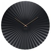 1 x Karlsson 'Sensu' Designer Wall Clock In BLACK - 40cm In Diameter - Brand New Boxed Stock