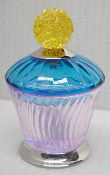 1 x BALDI 'Home Jewels' Italian Hand-crafted Artisan Crystal Marika Cup In Pink & Blue, With A