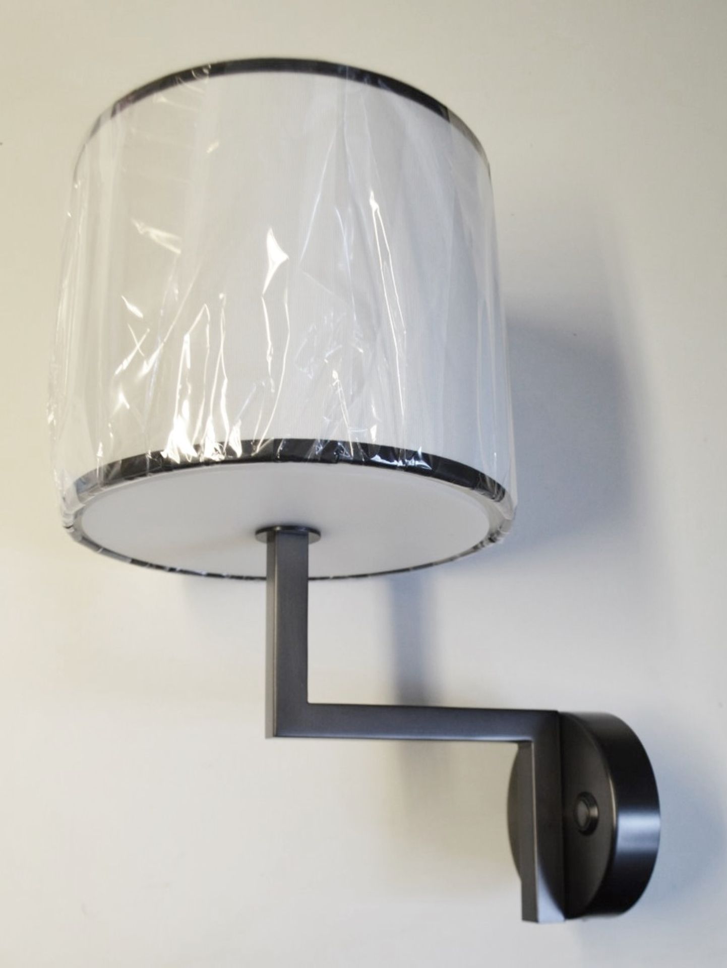 1 x CHELSOM Art Deco-style Wall Light In A Black Bronze Finish With White & Black Shade With Acrylic