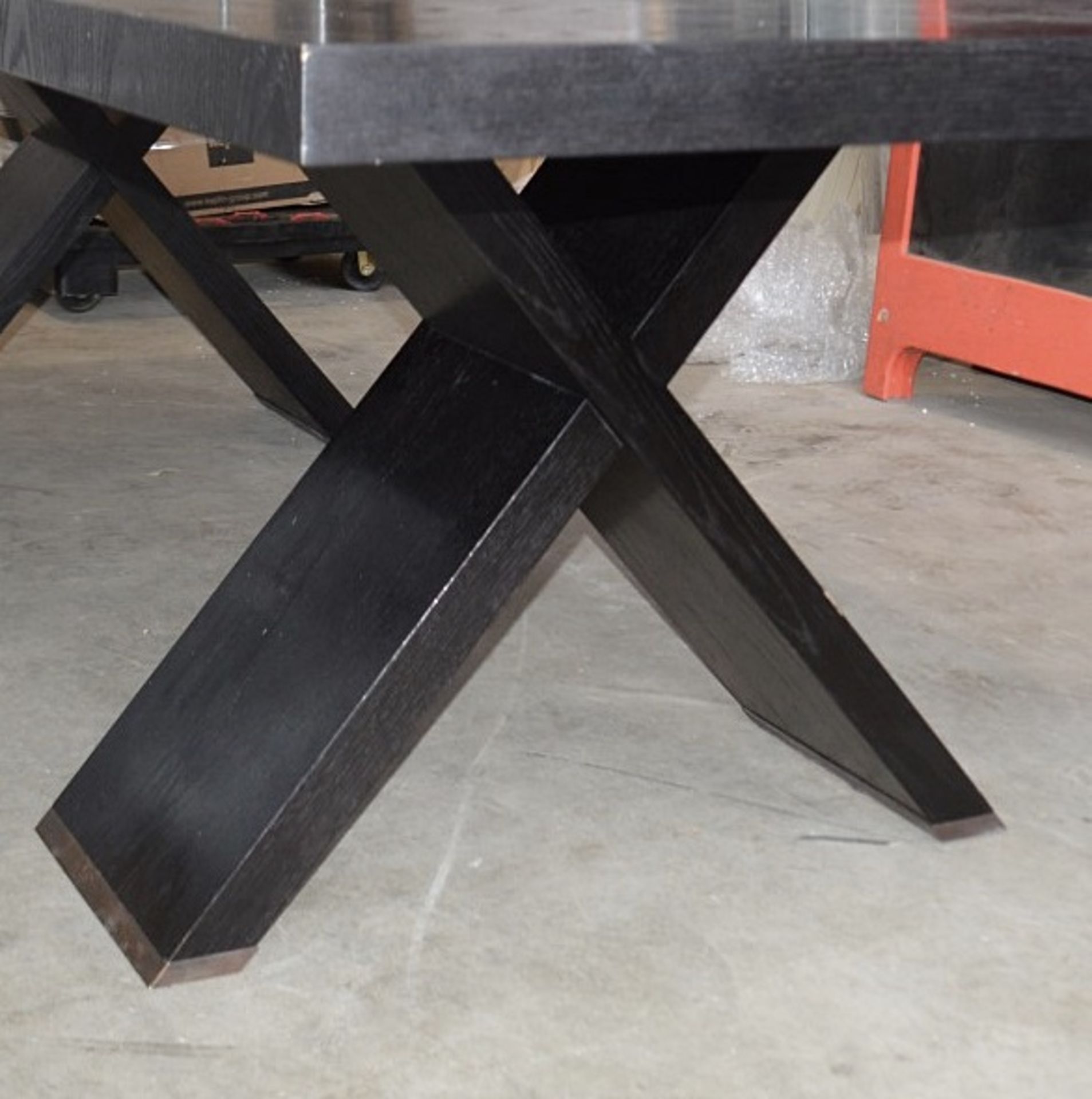 1 x Large 3-Metre Wooden Dining Table With Cross Legs In A Near Black Finish - From An Exclusive - Image 10 of 12