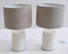 Pair Of Lamps With Ceramic Bases And Fabric Shades - Preowned, From An Exclusive Property -