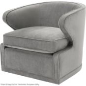 1 x EICHHOLTZ 'Dorset' Velvet Upholstered Chair In Granite Grey With Swivel Base - RRP £1,189
