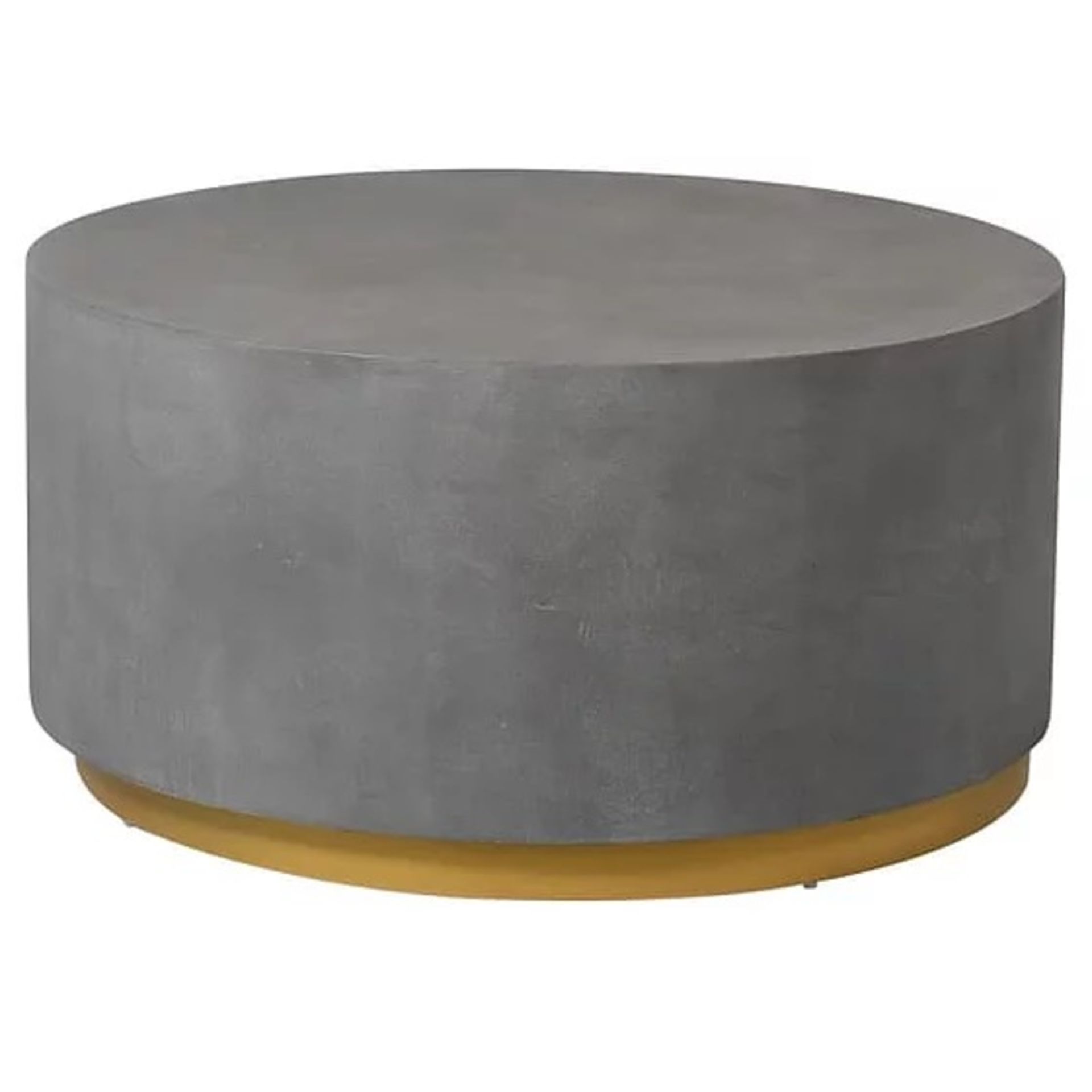 1 x Round Coffee Table With Concrete Effect Finish and Gold Base - RRP £455 - NO VAT ON THE HAMMER!