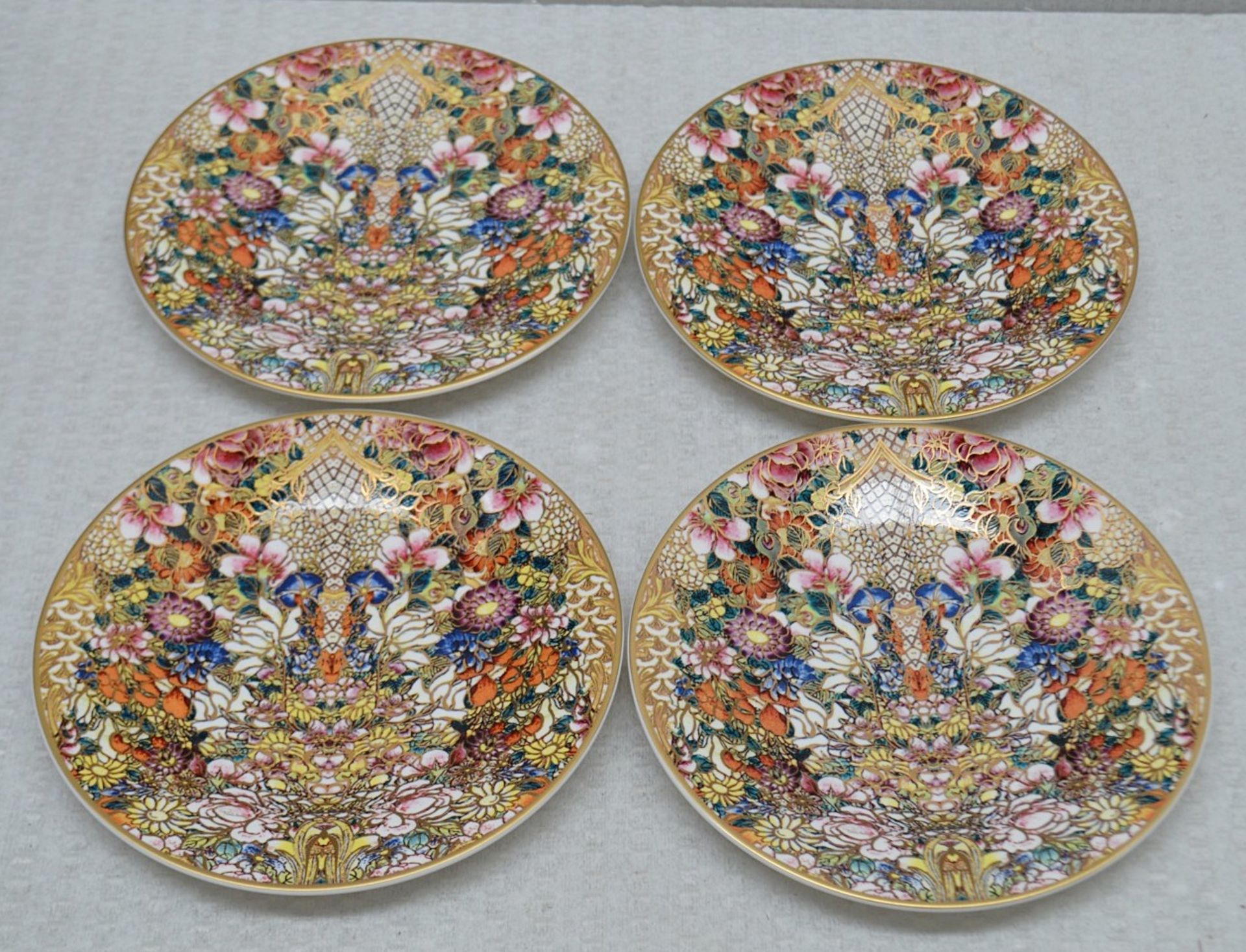 Set Of 4 x Roberto Cavalli 'Flowers' Designer Desert Plates - Dimensions To Follow - Ref: HHW59/ - Image 2 of 2