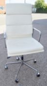 1 x Gas-lift Swivel Chair In A Cream Faux Leather - Preowned, From An Exclusive Property -