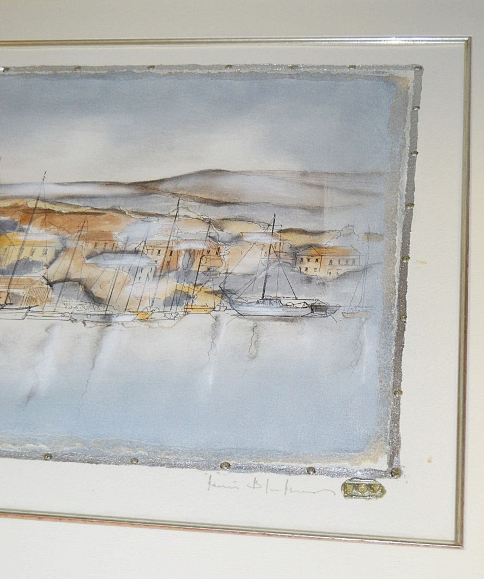 1 x Framed Original Mixed Media Artwork 'Mouillage De Bateau I' By Kevin Blackham - Signed / Mounted - Image 8 of 10