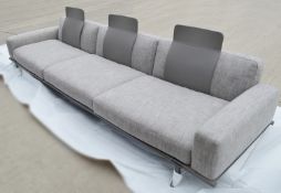 1 x POLTRONA FRAU Large 3.5 Metre Italian 3-Seat Sofa With Saddle Leather Back Rests - RRP £10,680