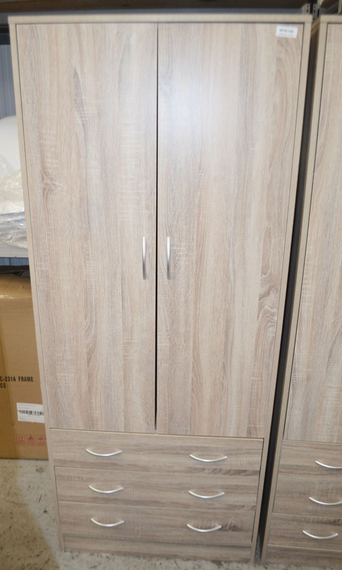 A Pair Of Tall 2-Door, 3-Drawer Wardrobe With Limed Oak Finish - Preowned, From An Exclusive - Image 6 of 8