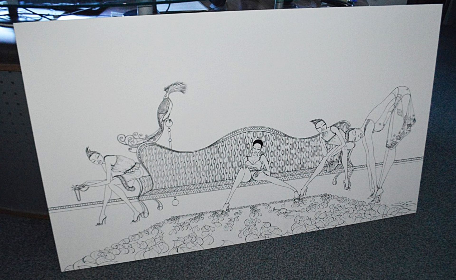 1 x Large 1.5 Metre Rectangular Art Print Illustration On Board Of Ladies - Image 6 of 6