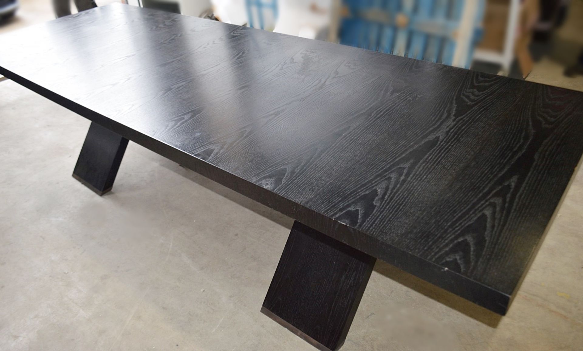 1 x Large 3-Metre Wooden Dining Table With Cross Legs In A Near Black Finish - From An Exclusive - Image 3 of 12