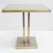 1 x FRATO 'Perth' Luxury Side Table With A Limed Wood Finish, and Brushed Brass Details -