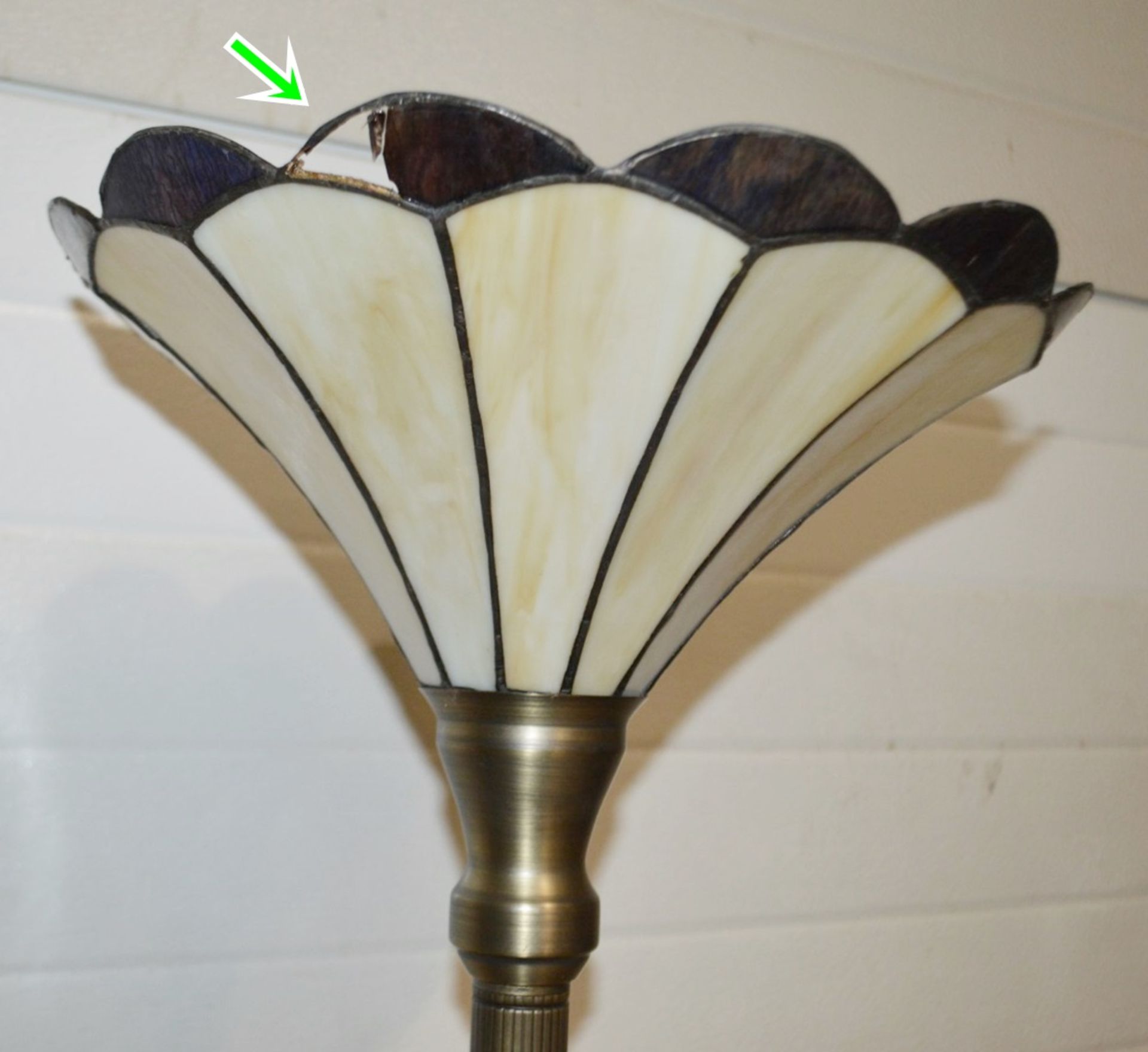 1 x Floorstanding Tiffany-style Lamp With A Glass Uplighter Shade And An Aged Bronze Finish - From - Image 2 of 10