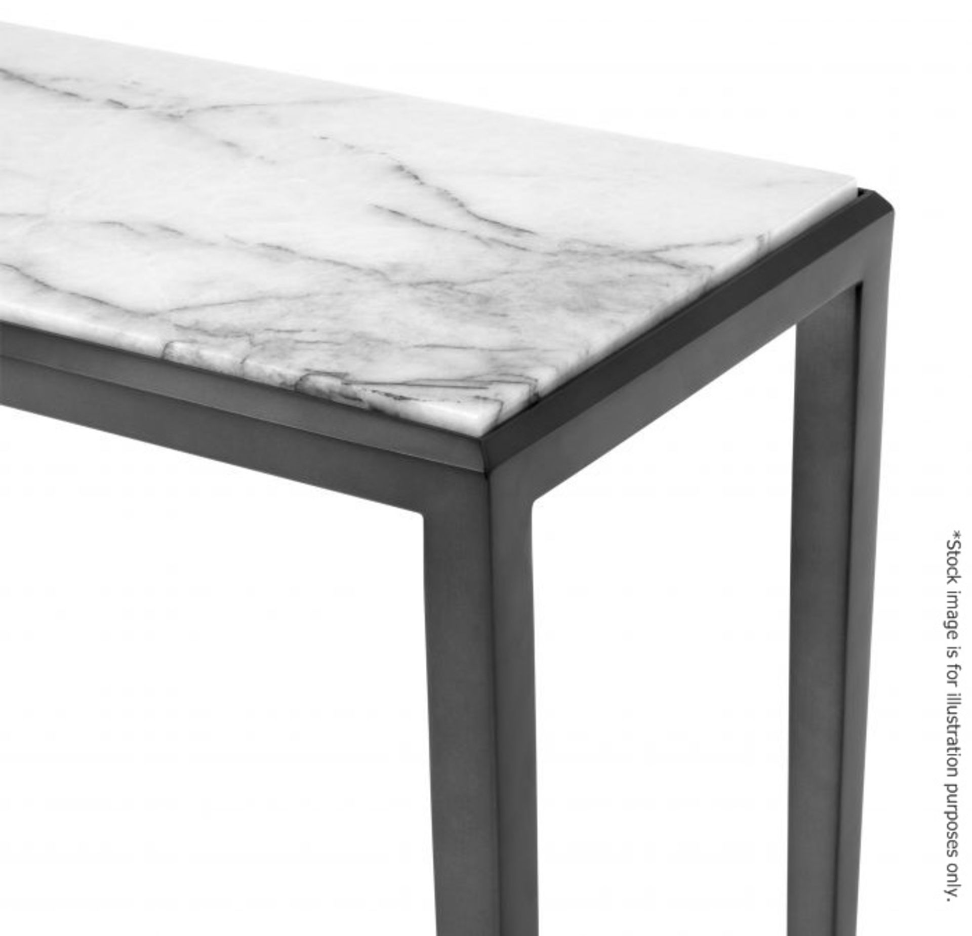 1 x EICHHOLTZ 'Henley' Designer Console Table With A Bronze Finish & Bianco Marble Top - RRP £1,649 - Image 2 of 8