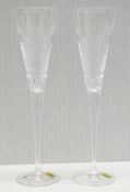 A Pair Of Waterford Crystal Diamond Line Flutes - Size: 115ml - Original RRP £84.00