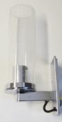 1 x CHELSOM Wall Light In Glass & Chrome - Unused Boxed Stock - Dimensions: H31 x D14cm - Ref:
