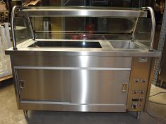 1 x Grundy Commercial Servery Unit With Ceran Hot Plate, Baine Marie, Overhead Warmer and Plate