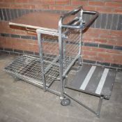 1 x Supermarket Retail Merchandising Trolley With Pull Out Step and Folding Shelf - Dimensions: