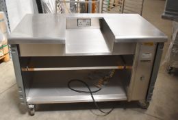 1 x Grundy Commercial Mobile Servery Unit With Stainless Steel Top Featuring Insert For Appliance or