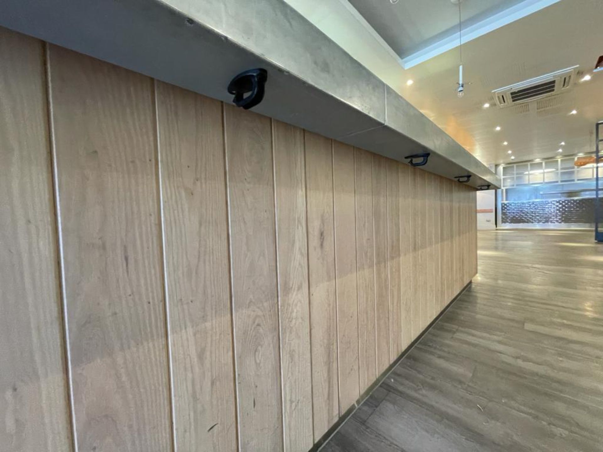 1 x Contemporary Restaurant Bar With Light Wood Panel Fascia, Sheet Metal Covered Bar Top, - Image 34 of 57