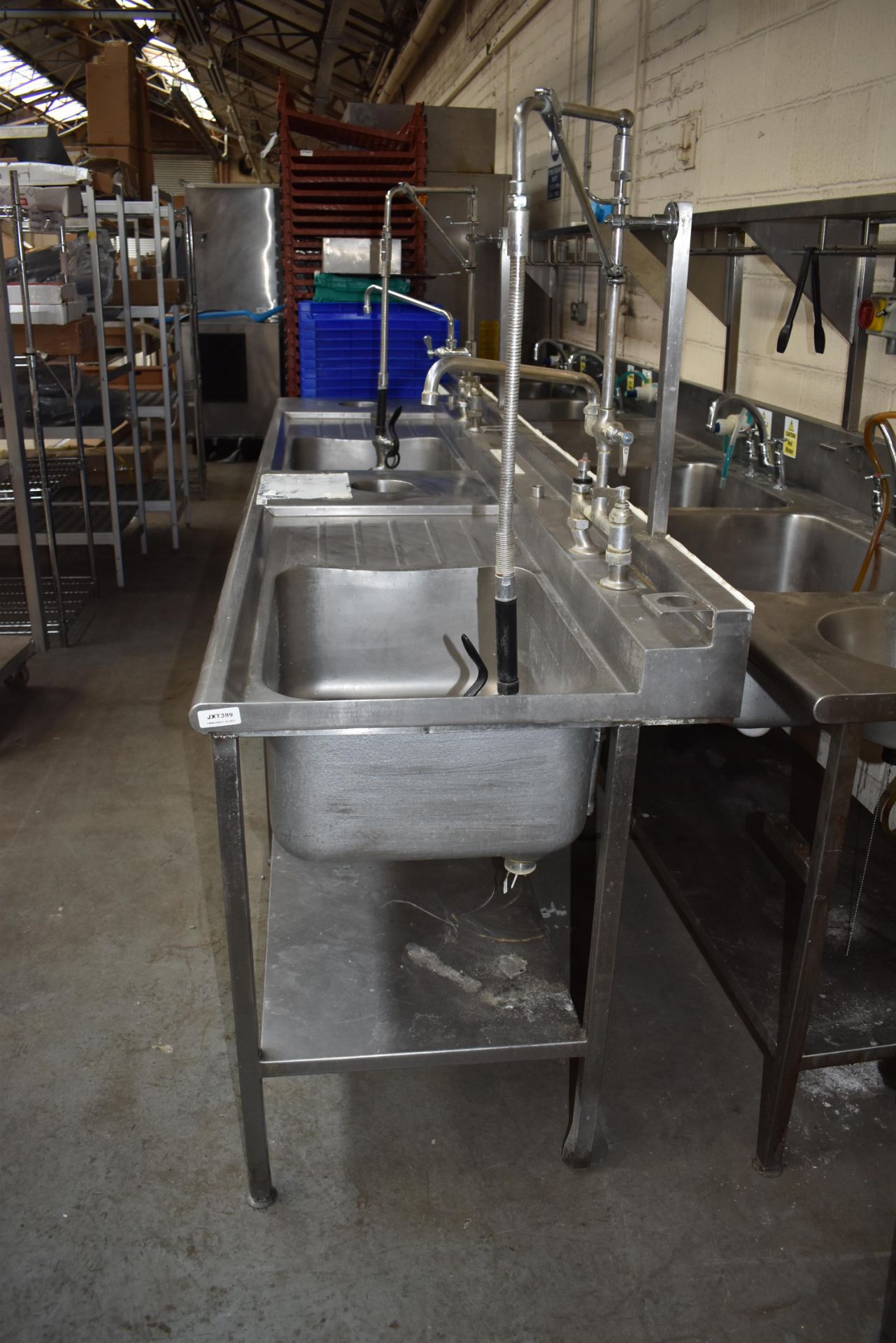 1 x Stainless Steel Commercial Wash Basin Unit With Twin Sink Bowl and Drainers, Mixer Taps, Spray - Image 6 of 12