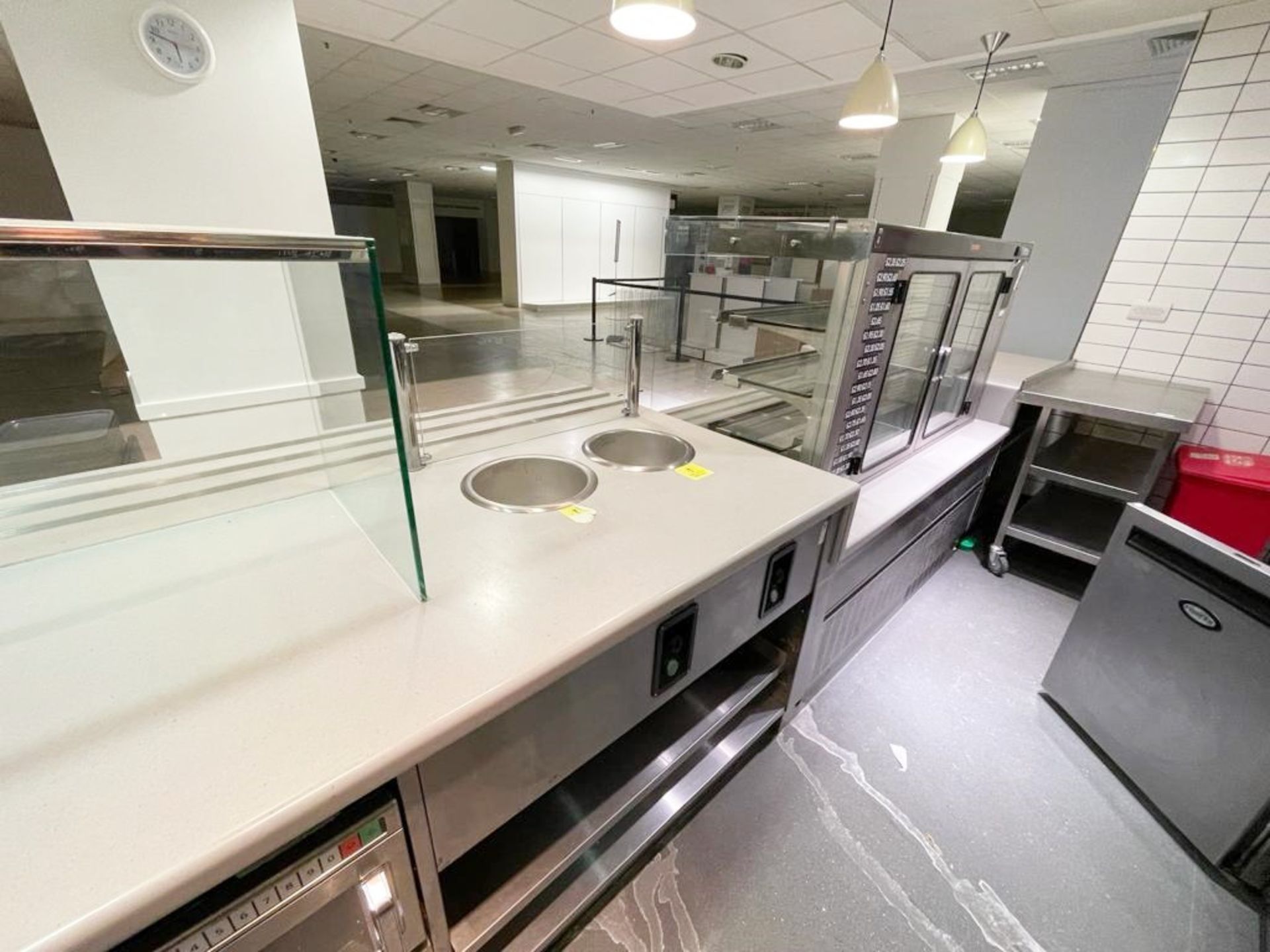 1 x Canteen Servery Counter Featuring Self Server Chiller, Plate Dispensers, Display Cabinet, - Image 13 of 26