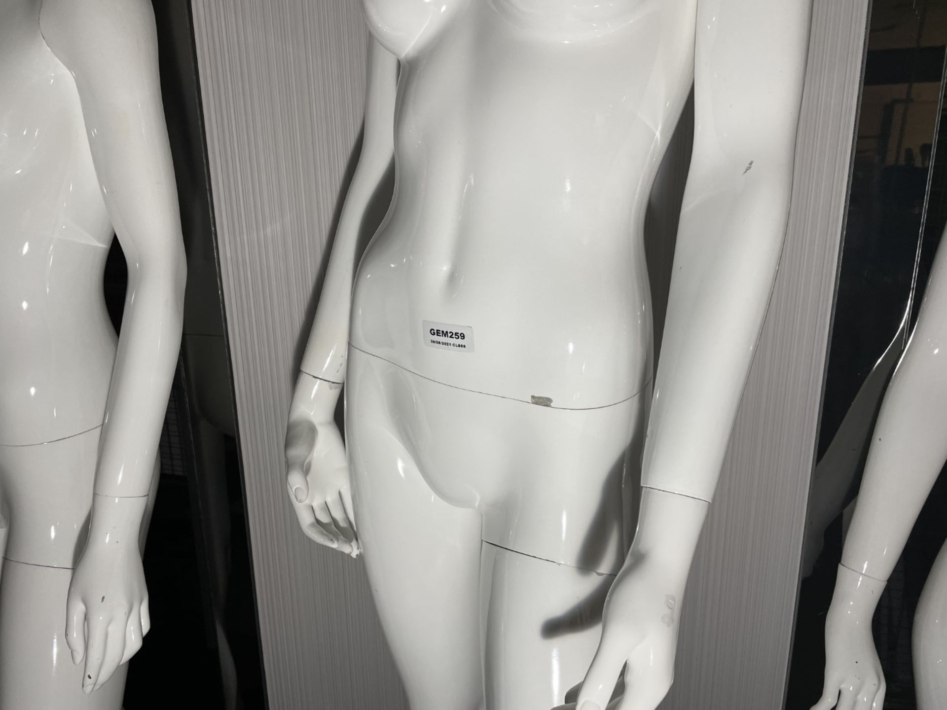 3 x Full Size Female Mannequins on Pedestal Plinth Stands - CL670 - Ref: GEM259 - Location: - Image 10 of 12