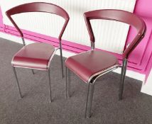29 x Canteen Restaurant Chairs With Contemporary Design, Chrome Frame and Burgundy Finish -