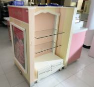 1 x Benefit Retail Display Island Featuring Shelves, Drawers, Poster Frame and Epos Counter