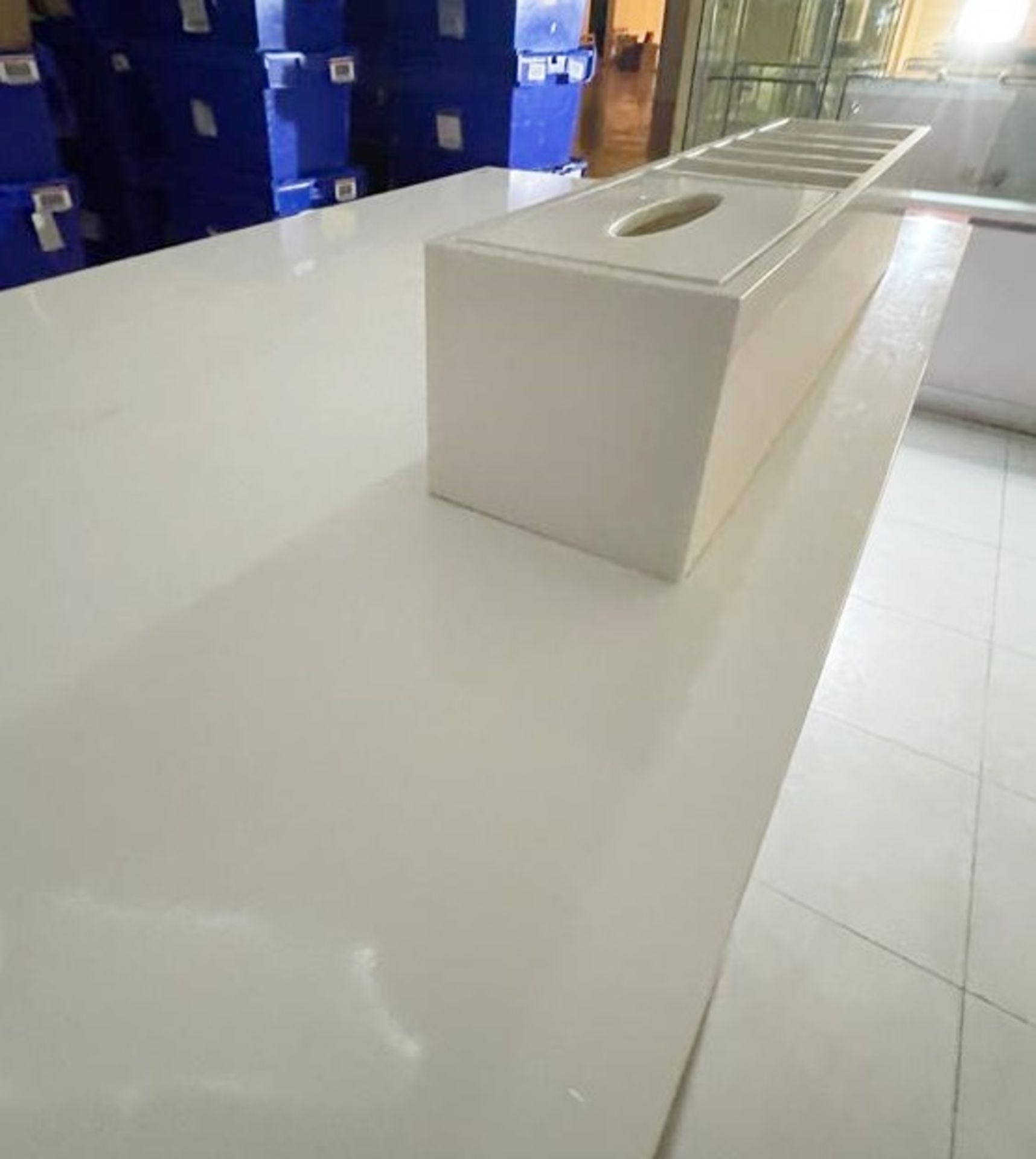 1 x Benefit Retail Testing Counter With Corian Worktop, Sample Holders and Bin Chute - Features Lots - Image 10 of 19