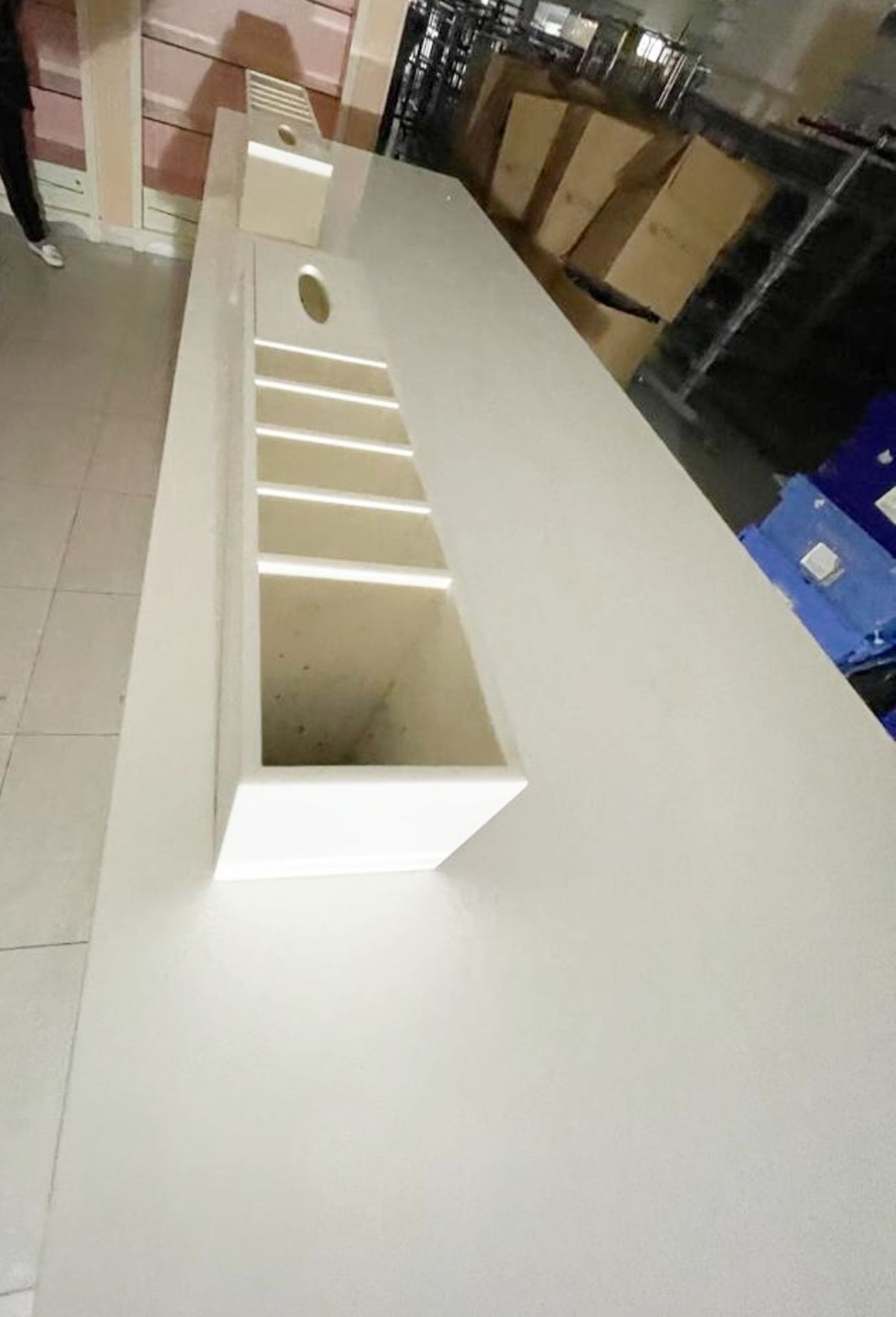 1 x Benefit Retail Testing Counter With Corian Worktop, Sample Holders and Bin Chute - Features Lots - Image 11 of 19