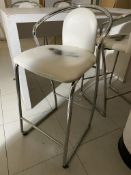 4 x Clinique Bar Stools With White Leather Seat and Chrome Base - Size H68/92 x W44 x D43 cms -