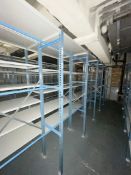 16 x Bays of Metal Warehouse Storage Shelving and Clothes Rails - Includes 8 x Shelving Bays and 8 x