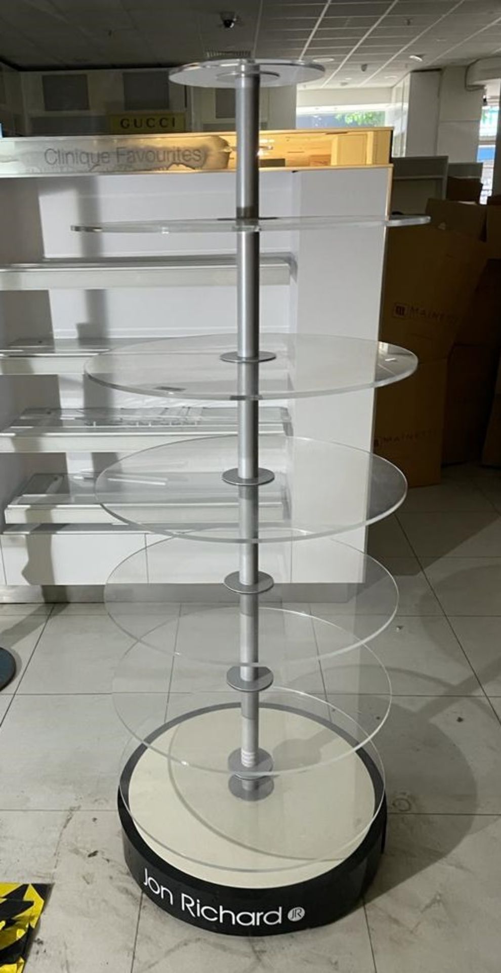 1 x Jon Richard Carousel Display Stand With 6 Glass Shelves - Size H155 x W59 cms - CL670 - Ref: