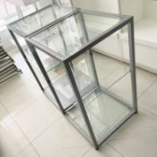 8 x Three Tier Display Shelves With Metal Frames and Three Glass Shelves - Size H87 x W50 x D50