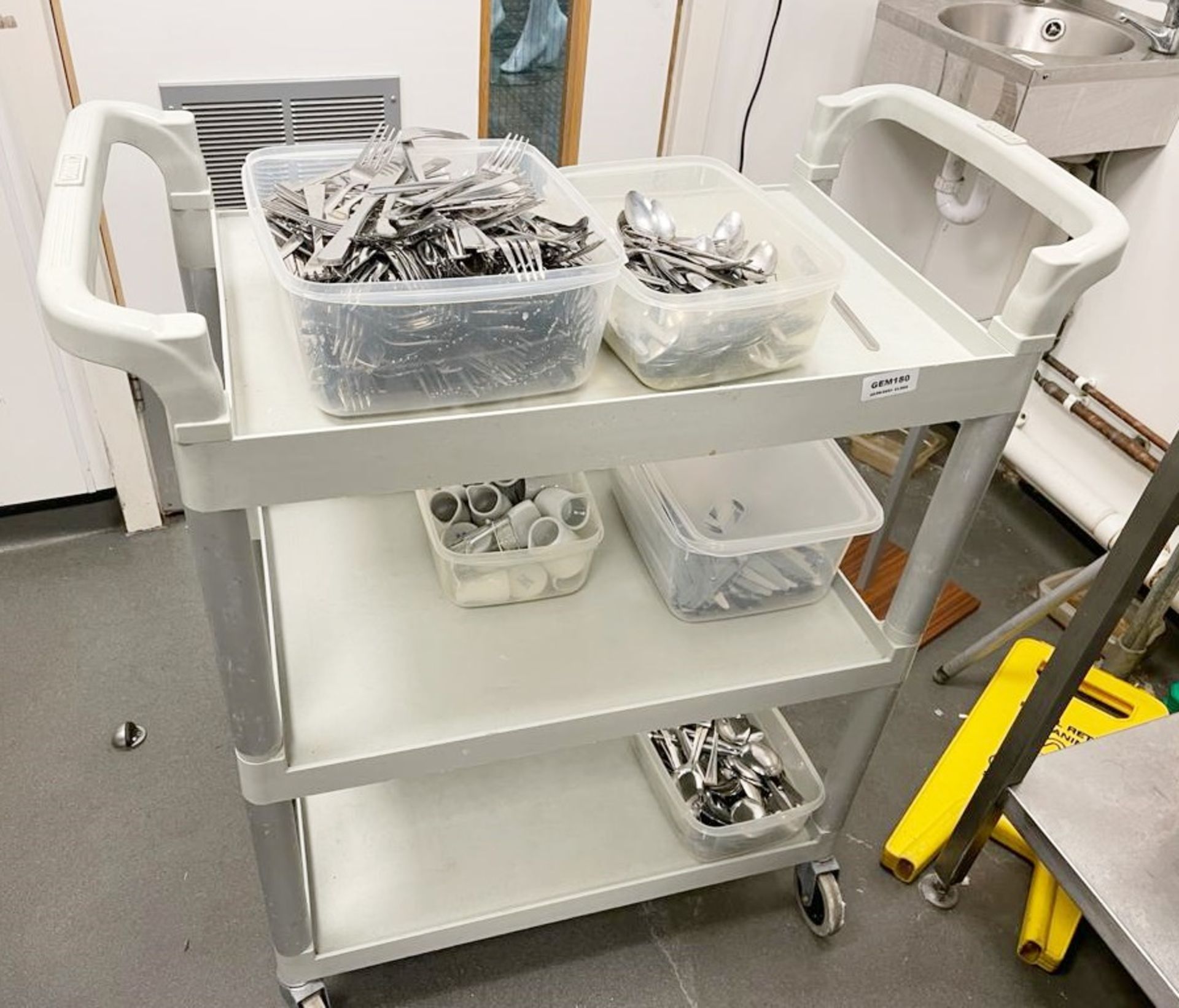 1 x Service Trolley With Push/Pull Handles on Castors - Includes Contents Such as Knives, Forks, - Image 5 of 7