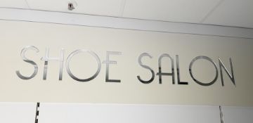 3 x Promotional Retail Signs - SHOE SALON - Features Large Mirror Embossed Effect Letters - Length