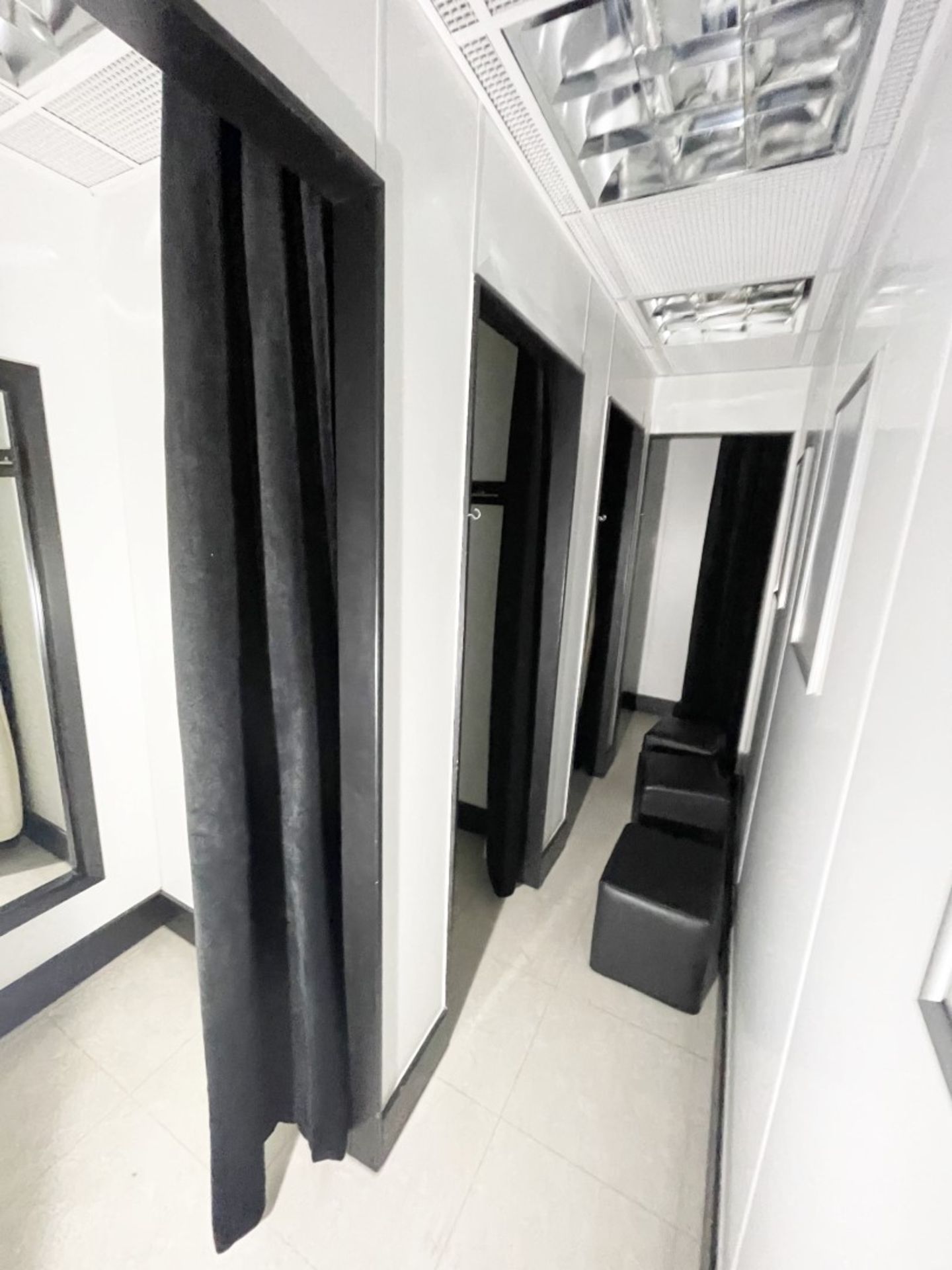 Contents of Customer Changing Rooms - Includes 4 x Black Curtains With Rails, 4 x Mirrors With Black - Image 7 of 16