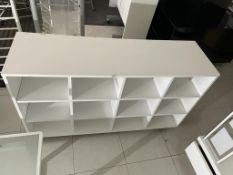 2 x Cube Storage Units On Castors - White Finish With 12 Cube Storage Shelves - Size H85 x W144 x