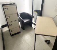 1 x Assorted Job Lot - Includes Filing Cabinet, Desk, Tub Chair and Wall Mirror - CL670 - Ref: