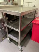 1 x Stainless Steel Prep Table With Undershelves, Castor Wheels and Upstand - Size H90 x W95 x D55
